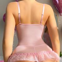 Cute Sweet Lace Bodysuit with Bow & Cut-Outs - Sexy Sheer Romantic Lingerie Set for Women thumbnail