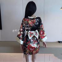 Deep V Geisha-Inspired Sensual Kimono Robe - Sexy Cosplay Sleep Dress & Erotic Lounge Gown thumbnail