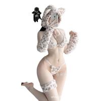 DomiLa Sexy Tiger Print Lace Catwoman Costume Set - Fluffy Kitten Bodysuit & Matching Thong thumbnail