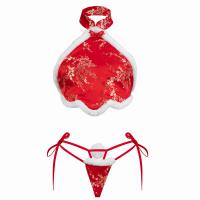 Domila New Year Lingerie Set – Halter Neck Cheongsam-Inspired Lace Bodysuit with Raw Edge & Cut-Out Details thumbnail