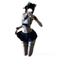 Domoila Sexy Student-Style Mini Pleated Skirt Set - Cute JK Uniform Lingerie for Small Bust thumbnail