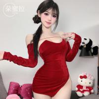 Domoila New Year Lingerie Set - Vintage Velvet Pure-Seductive Costume Outfit for Women thumbnail