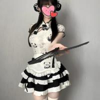 Domoira Sexy Chinese-Style Maid Outfit – Cute Panda Lingerie Set, Pure-Yet-Tempting Sleepwear for Women thumbnail