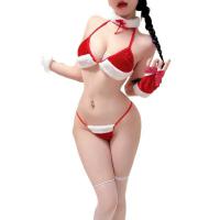 Double-Ear Velvet Bunny Costume for Women - Plus Size Sexy Cosplay Lingerie Outfit for Christmas & New Year Parties thumbnail