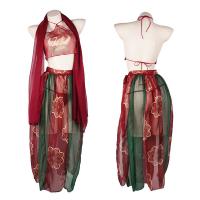 Dunhuang Flying Apsara Silk Sleepwear Set - Sensual Hanfu-Inspired Bodysuit & Vintage-Style Belly Band thumbnail