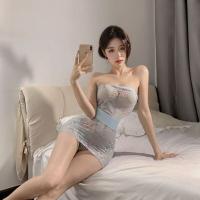 Embroidered Kimono Lingerie Set - Sexy Lace-Up Cheongsam Mini Dress & Maid Outfit for Women thumbnail