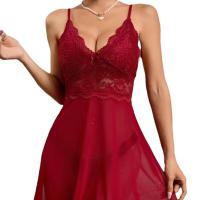 European & American Sheer Lace Chemise Nightgown Set - Sexy Transparent Sleepwear with Thong thumbnail