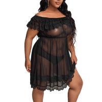 European-Style Lace Sexy Sleepwear Set for Women – Off-Shoulder Sheer Nightgown & Matching Lingerie thumbnail