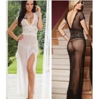 European-Style Sheer Lingerie Set – Sexy Transparent Mesh Sleep Dress in White, Medium Size thumbnail