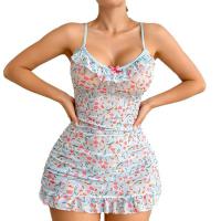 European & US Style Semi-Sheer Floral Lace Sleep Set – Sexy Matching Cami & Panty Two-Piece Outfit for Women thumbnail