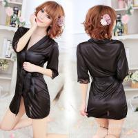 European Women's Sexy Lace Sleepwear Set - Plus Size Transparent Robe & Matching Lingerie Outfit thumbnail