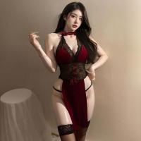 Exotic Lace Sheer High-Waist Split Cheongsam Costume Set - Rose Dancer Erotic Lingerie Outfit thumbnail