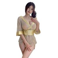 Fan Lei Sexy Lace Sheer Kimono Robe - Deep V-Neck Japanese-Inspired Lingerie Cover-Up thumbnail