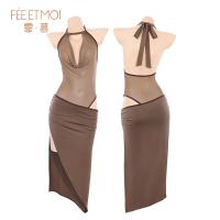 Feimu Amber Beauty Deep V Plunge Lace Bodysuit - Sensual Sheer Sleepwear for Women thumbnail