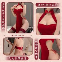 Feimu New Year Silk Velvet Cheongsam Lingerie - Sexy Costume Sleepwear with High Slit for Women thumbnail