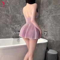 Feiniao Kuiyue Sexy Lingerie for Women – Sparkling Pink Slip Dress, Pure-Delight Bedroom & Date Night Wear thumbnail