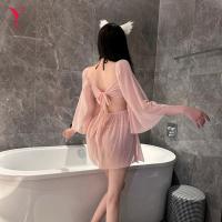 Feiniao Moon Gaze Sheer Lace Seductive Sleep Dress with Open Crotch - Sexy Lingerie Nightwear thumbnail