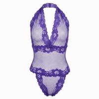 Feiniao Moon Gazer Sexy Lingerie - Transparent Bodycon Bodysuit with Lace Cutouts & Open Back Design thumbnail