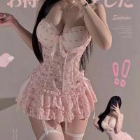 Fengqu Cat Lace Seductive Lingerie Dress - Busty Push-Up Fishbone Corset Nightwear for Bedroom Play thumbnail