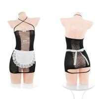Flame Desire Sheer Maid Costume Set - Tearable Cheeky Butt-Baring Mesh Lingerie Outfit for Seductive Role Play thumbnail