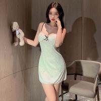 Flirty Lace Sleepwear Set for Women – Adjustable Strap Cami & Skirt with Removable Pads & Bow Detail thumbnail