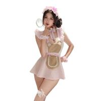 Flirty Plus Size Maid Costume - Busty Sexy Chef & Housemaid Outfit with Black Stockings & Playful Lingerie Vibes thumbnail