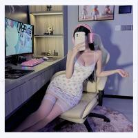 Floral Lace Contrast Sexy Low-Cut Slip Dress - Pure Temptation Satin-Blend Bodycon Sleepwear Set thumbnail