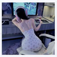 Floral Lace Contrast Sexy Low-Cut Slip Dress - Pure Temptation Satin-Blend Bodycon Sleepwear Set thumbnail