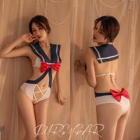 Floral Lace Sexy Bodysuit - Sailor Style Cut-Out Costume for Role Play & Intimate Wear thumbnail