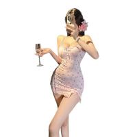 Floral Lace Sexy Sleepwear Set – Sheer Floral Chemise with Built-in Pads & Bodycon Mini Skirt for Women thumbnail