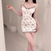Floral Pure-Chic Sleep Dress for Women – Sexy Lace Trim Slip Dress, Bodycon Sleeveless Nightgown, Instagram-Worthy Loung thumbnail