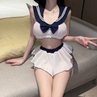 Flower Moon Seduction Lingerie Set - Student Uniform Style Sexy Butterfly Bow Nightclub Outfit for Women thumbnail