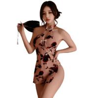 Forbidden Elegance Lace Cheongsam-Inspired Seductive Bodysuit - Modest Yet Sexy Sleep Dress & Lingerie Set thumbnail