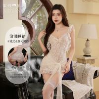 French-Inspired Lace Sleep Dress for Women – Sheer Sexy Pure-Delight Bedroom Lingerie Set thumbnail