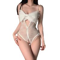 French Lace Sheer Bodysuit for Women - Sexy Butterfly Knot Pure Temptation Set, Elegant & Alluring thumbnail