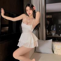 French Style Summer Sleepwear for Women - Silk-Like Satin Tie-Back Sexy Cami Nightdress Set thumbnail
