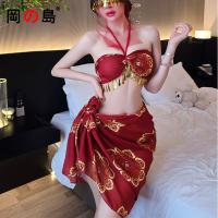 Gangdao Sensual Sheer Dancewear Hanfu Bralette – Gold-Embossed Transparent Chinese-Inspired Lingerie thumbnail