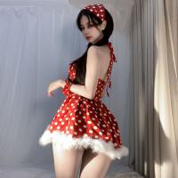 Glowing Cloud Christmas Lingerie Set - Polka Dot French Sleep Dress & Matching Bralette for New Year Eve thumbnail