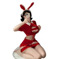 Glowing Cloud Christmas Lingerie Robe - Velvet Pure & Alluring Sleep Dress for Role Play & Holiday Cosplay thumbnail