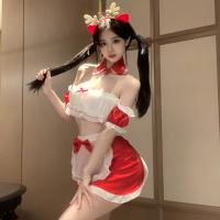 Glowing Cloud Lingerie Set for Women – Sexy Christmas New Year Outfit, Naughty Maid Costume with Butt-Cutout & Strapless thumbnail