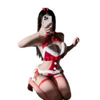 Glowing Cloud Velvet Christmas Lingerie Nightgown - Sexy Open-Crotch Holiday Costume Outfit thumbnail