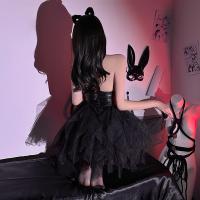Glowing Demon Cosplay Dress - Dark Sexy Mini Dress with Patent Leather & Adjustable Straps thumbnail