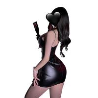 Glowy Heart PU Leather Low-Cut Bodycon Mini Dress – Sexy Nightclub Party Dress for Women thumbnail