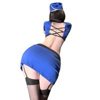 Golden Night Air Hostess Uniform Lingerie - Seductive Police-Themed Sexy Outfit, No-Remove Design thumbnail