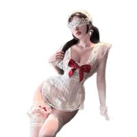 Golden Night Bowknot Maid Lingerie Dress - Sweet & Sensual Sheer Bust Corset Style Erotic Outfit thumbnail