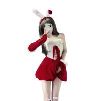 Golden Night Sexy Christmas Bunny Girl Costume - Seductive Lingerie Set with Bow & Wings thumbnail