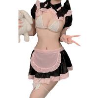 Gorgeous Cloud Lingerie Set - Semi-Sheer Maid Costume, Sexy Chiffon Sleep Dress for Women, Cute Pure-Yet-Alluring Look thumbnail