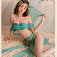 Green Silk Belly Dance Costume - Vintage Western Region-Inspired Seductive Harem Outfit for Cosplay & Performance thumbnail