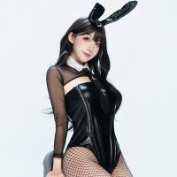 Guiyun Black Leather Bunny Girl Costume - Sexy Anime Cosplay Deadstock Swimsuit Set for Women thumbnail