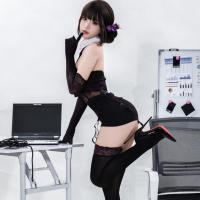 Guoyun Aurora Shiny Silk Stockings with Lace - Sexy Oil-Gloss Garter Belt Set for Women thumbnail